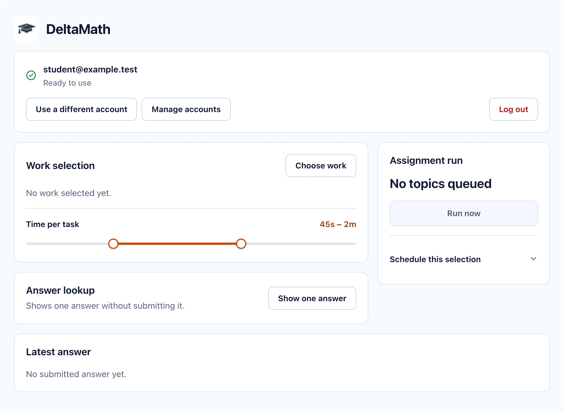 Captura de pantalla de StudyOutlaws con datos de ejemplo